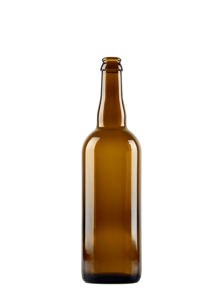 25.36 oz. (750 ml) Amber Glass Sparkling Beer Bottles, Pry-Off Crown,  26-3160, 12/cs